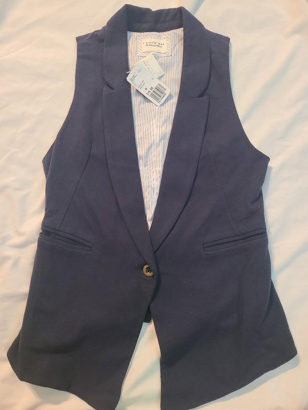 Dark Navy Sleeveless Blazer Vest
